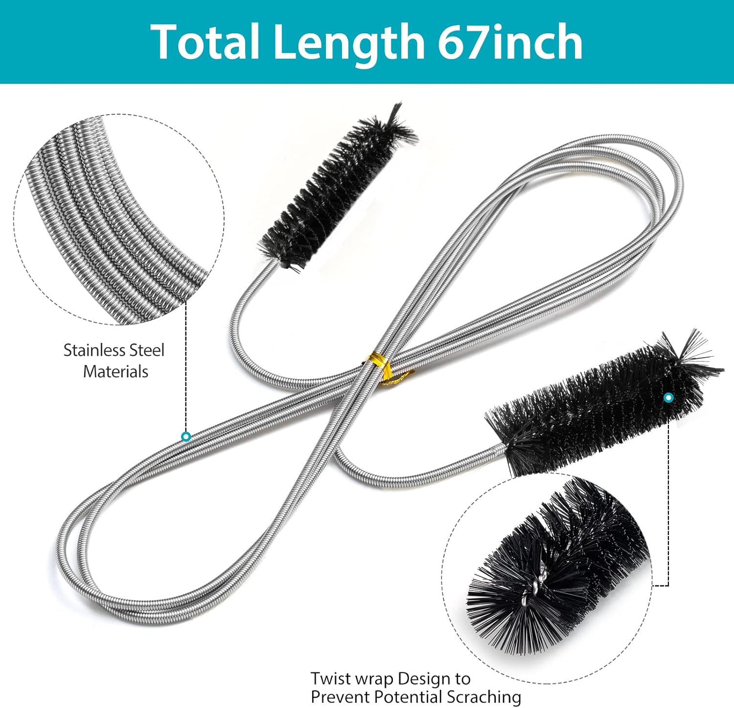 Flexible Drain Pipe Cleaning Brush for Hoses and Tubes Black 2 Flexible Drain Pipe Cleaning Brush for Hoses and Tubes Black - Image 2