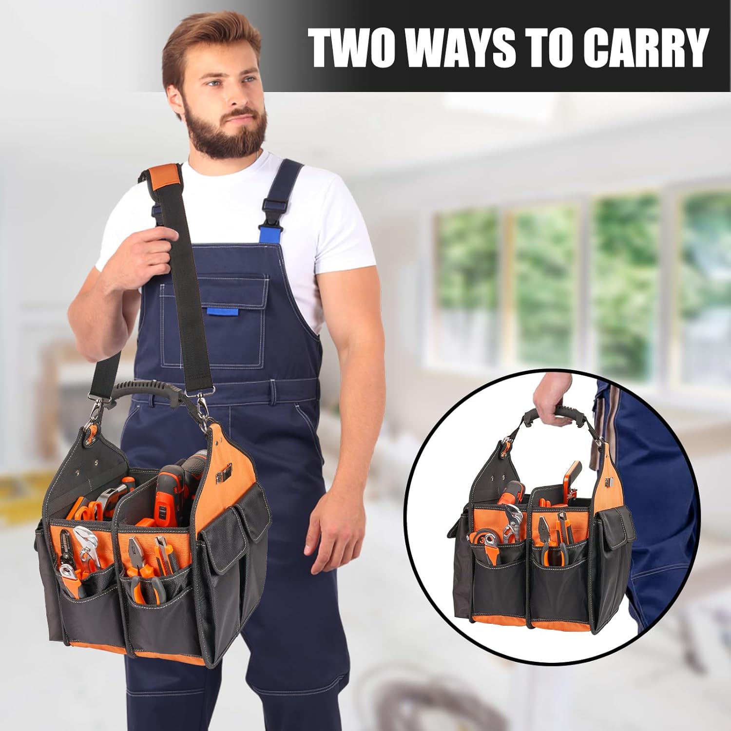 12" Tool Bag with 21 Pockets and Shoulder Strap for Men 4 12" Tool Bag with 21 Pockets and Shoulder Strap for Men - Image 4