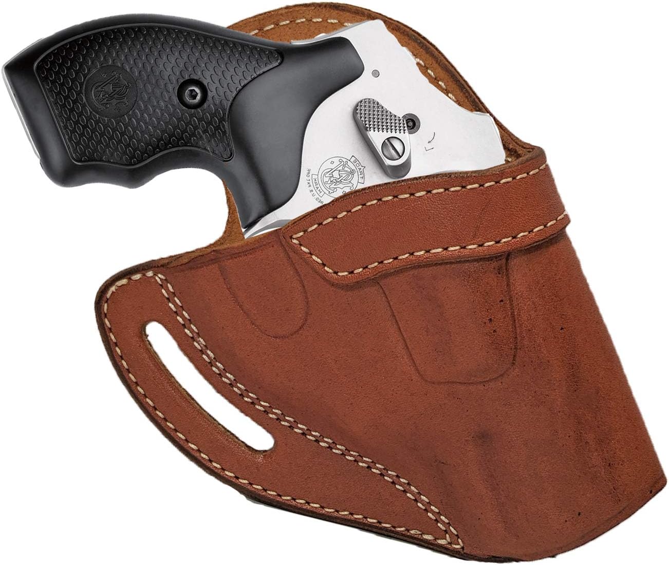 Leather OWB Crossdraw Holster for Ruger LCR & S&W J Frame Revolvers 1 Ruger LCR Revolver_Leather OWB Belt Holster_S&W 2" J Frame 36 60 442 642 340PD_Crossdraw