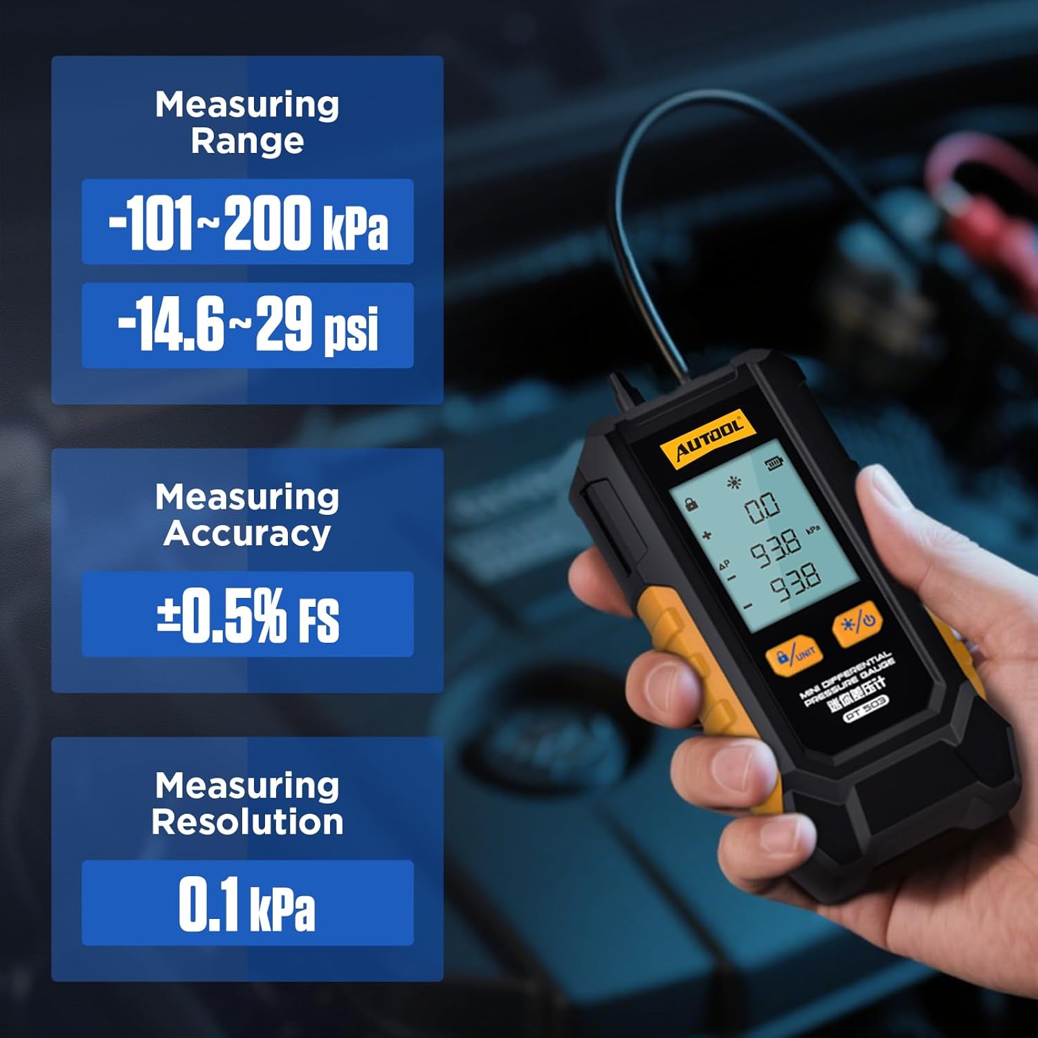 AUTOOL Digital HVAC Manometer Gas Pressure Gauge Tester LCD Backlight 3 AUTOOL Digital HVAC Manometer Gas Pressure Gauge Tester LCD Backlight - Image 3