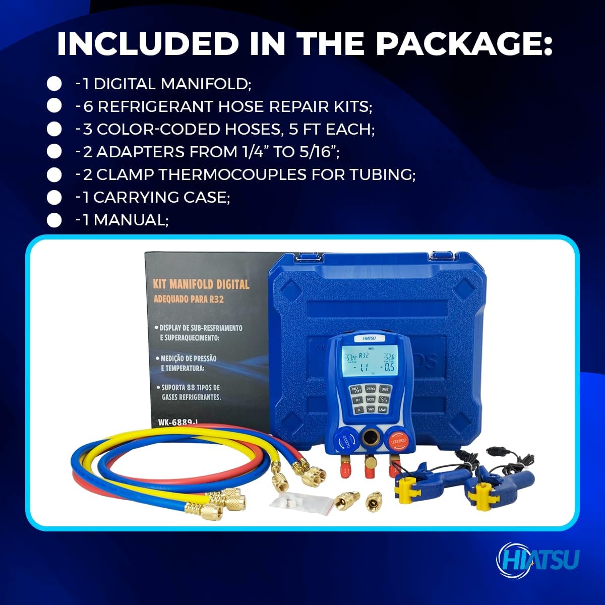 Hiatsu Digital HVAC Manifold Gauge Set 88 Refrigerants AC Kit 8 Hiatsu Digital HVAC Manifold Gauge Set 88 Refrigerants AC Kit - Image 8