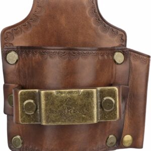 TOURBON Leather Tool Holster Hammer Tape Measure Pencil Holder for Tool Belt (Vintage Brown)
