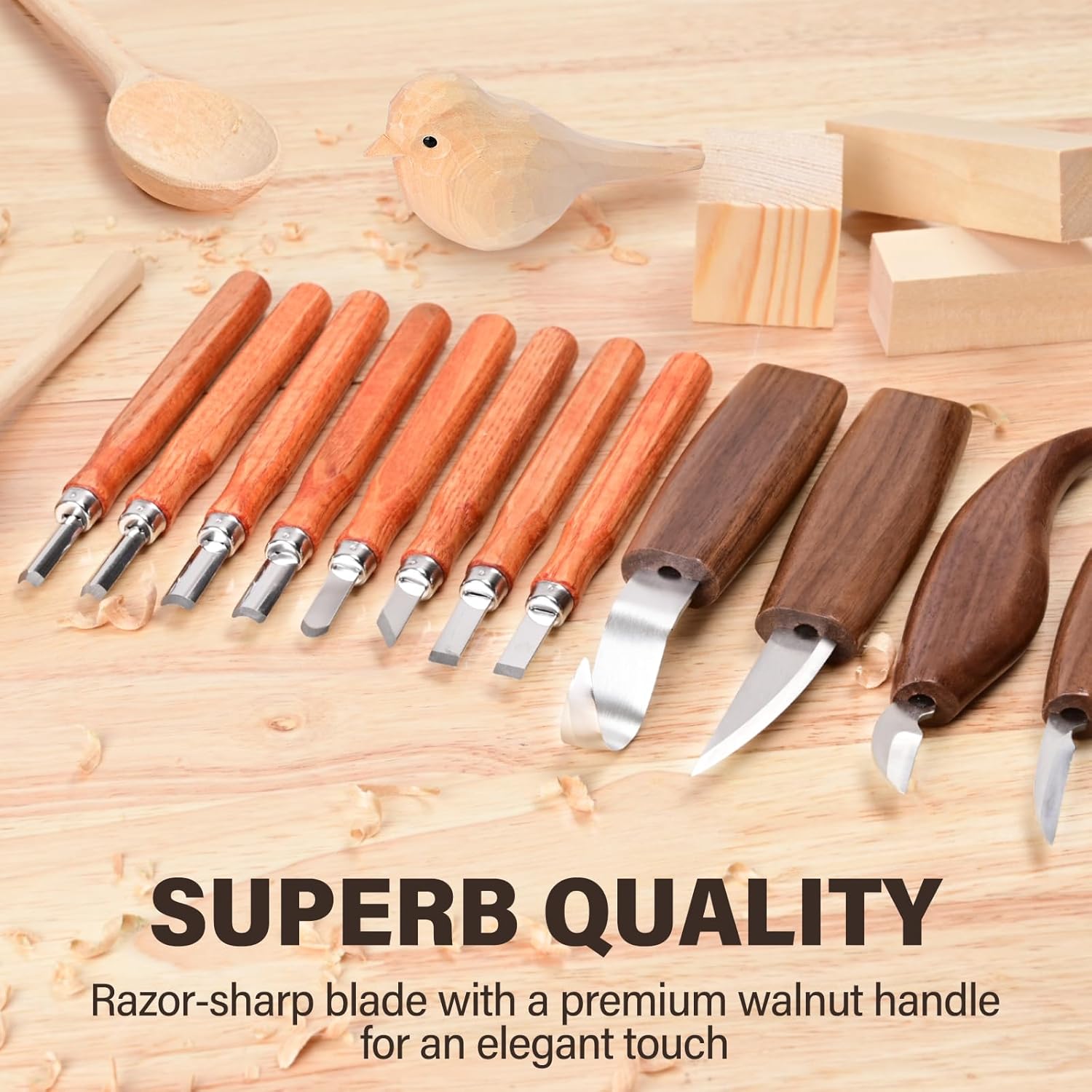 IMYMEE Wood Carving Kit 12pc Tools Set with Leather Case for Adults 6 IMYMEE Wood Carving Kit 12pc Tools Set with Leather Case for Adults - Image 6