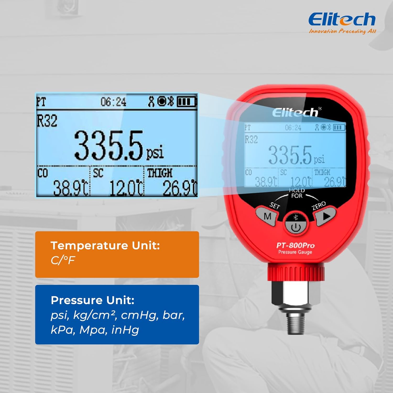 Elitech Wireless HVAC Manifold Gauge Set Auto Superheat Subcooling 4 Elitech Wireless HVAC Manifold Gauge Set Auto Superheat Subcooling - Image 4