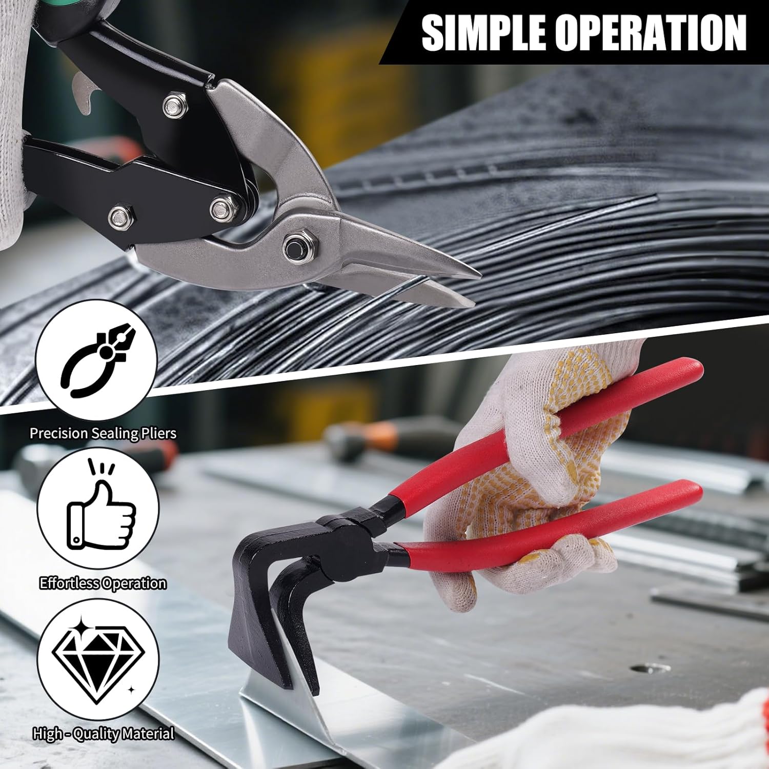 6PC Sheet Metal Tool Set Hand Seamers Aviation Snips HVAC Roofing 6 6PC Sheet Metal Tool Set Hand Seamers Aviation Snips HVAC Roofing - Image 6