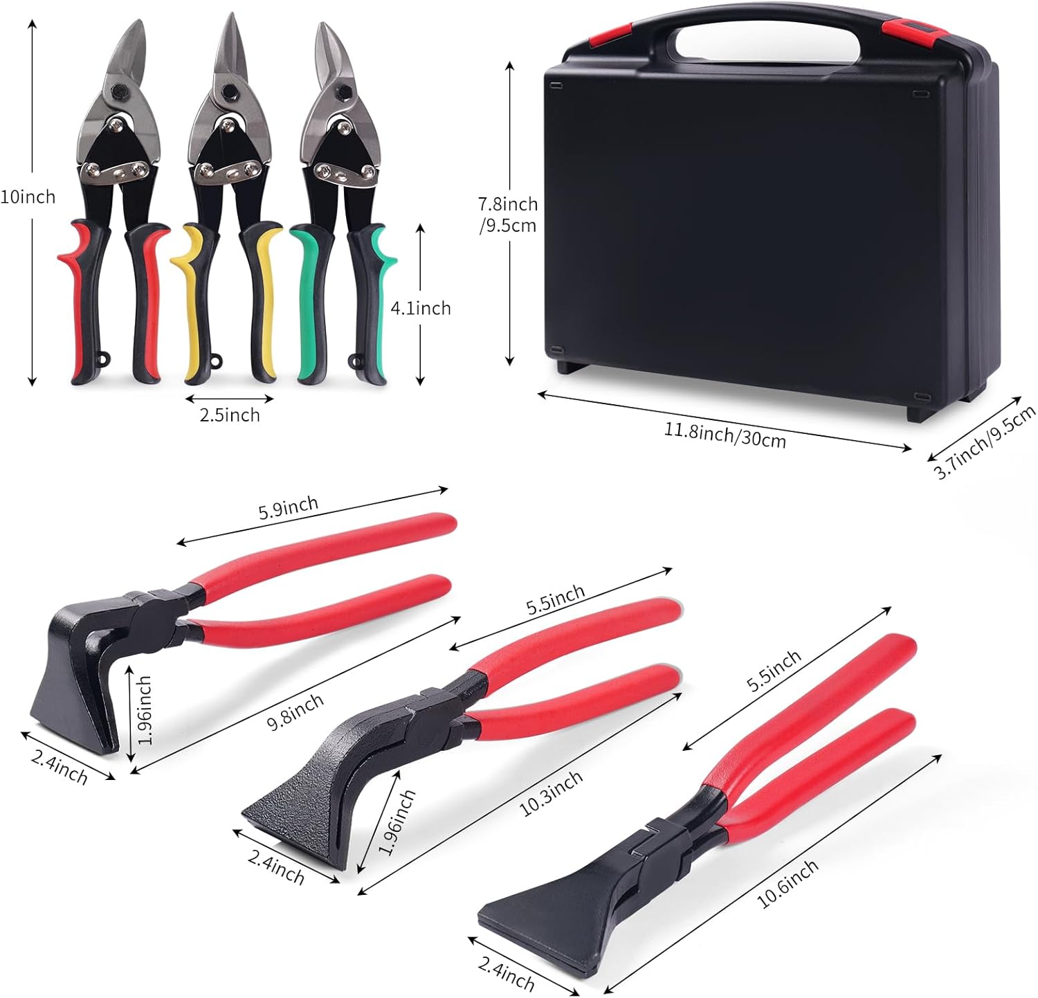 6PC Sheet Metal Tool Set Hand Seamers Aviation Snips HVAC Roofing 3 6PC Sheet Metal Tool Set Hand Seamers Aviation Snips HVAC Roofing - Image 3