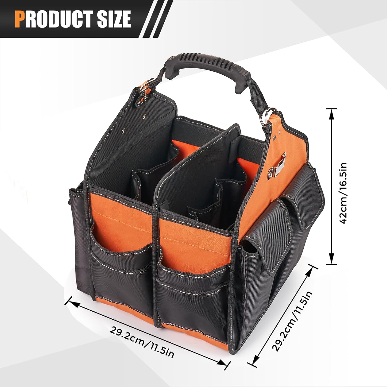 12" Tool Bag with 21 Pockets and Shoulder Strap for Men 2 12" Tool Bag with 21 Pockets and Shoulder Strap for Men - Image 2