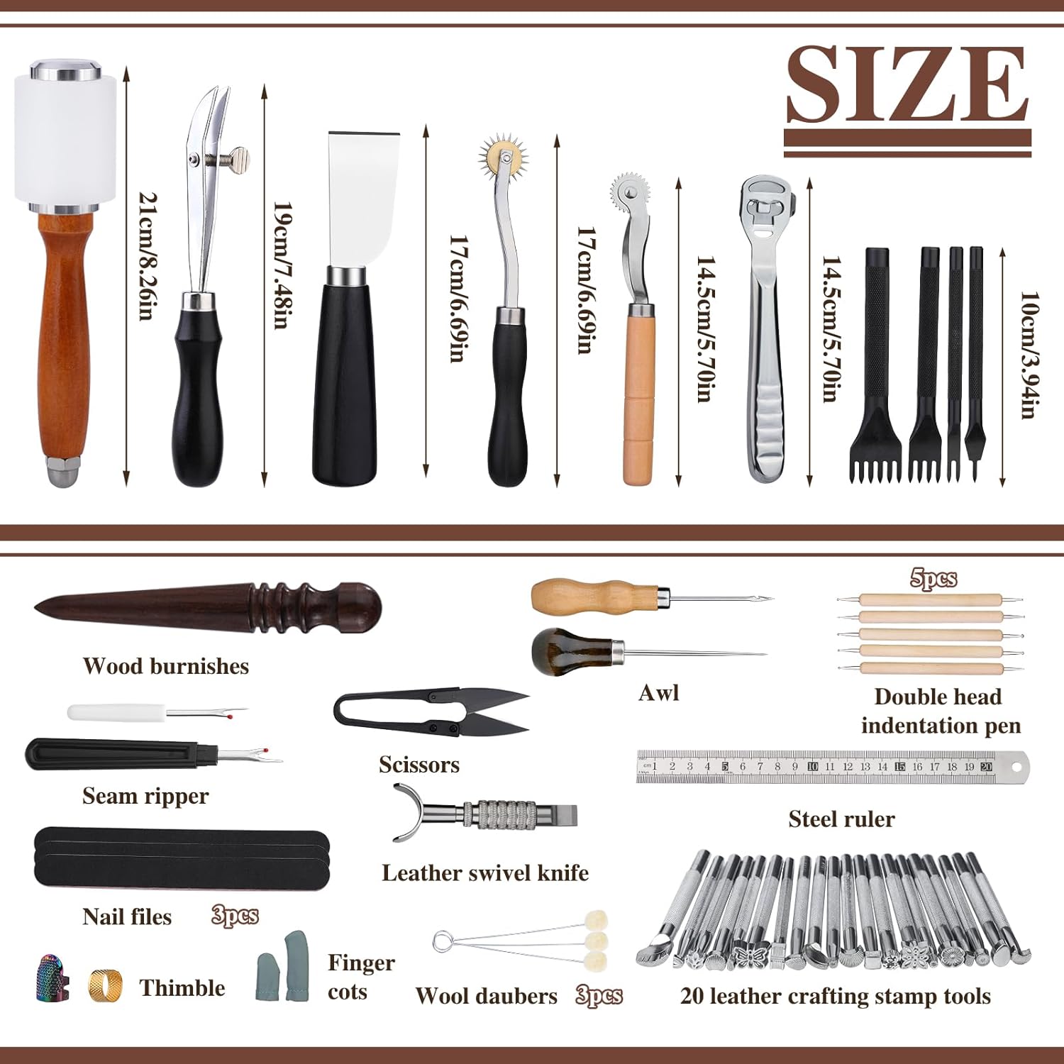 BUTUZE Leather Craft Tool Kit for Beginners with Manual Roll Bag 3 BUTUZE Leather Craft Tool Kit for Beginners with Manual Roll Bag - Image 3