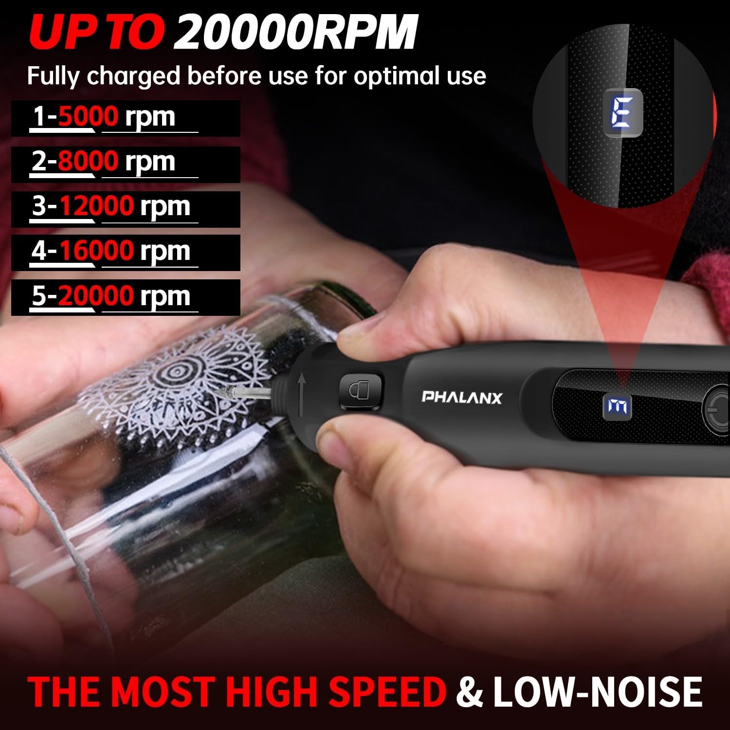 Cordless Rotary Tool Kit 20000RPM 70pc LED Light 5 Speed 3.7V 2 Cordless Rotary Tool Kit 20000RPM 70pc LED Light 5 Speed 3.7V - Image 2