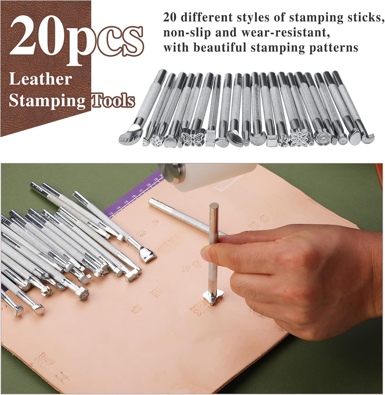 BUTUZE Leather Craft Tool Kit for Beginners with Manual Roll Bag 4 BUTUZE Leather Craft Tool Kit for Beginners with Manual Roll Bag - Image 4
