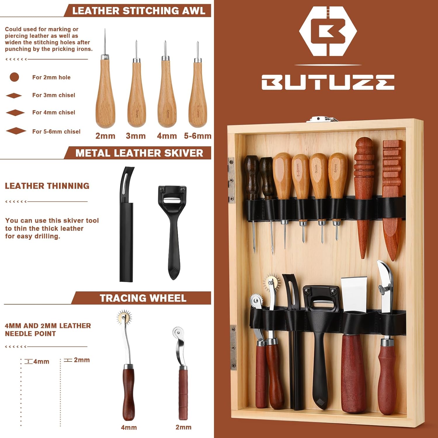 BUTUZE Professional Leather Working Kit - Complete Tooling Set 4 BUTUZE Professional Leather Working Kit - Complete Tooling Set - Image 4