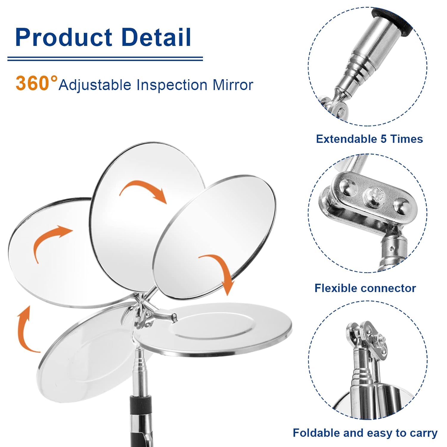 4Pack Telescoping Inspection Mirror 25in Flexible 360 Swivel Tool 3 4Pack Telescoping Inspection Mirror 25in Flexible 360 Swivel Tool - Image 3