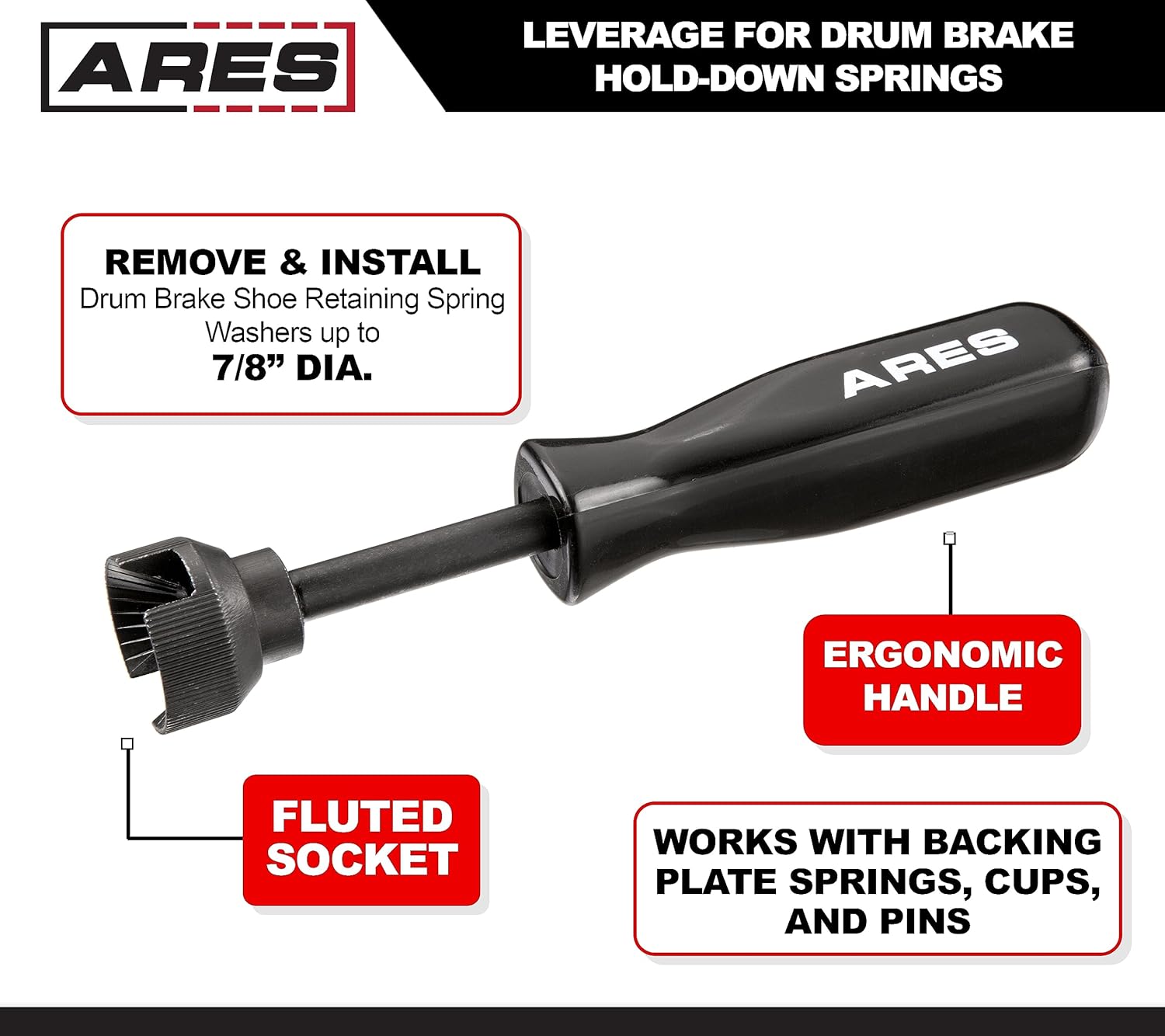 ARES Brake Spring Compressor Tool for Drum Brake Hold-Down Springs 2 ARES Brake Spring Compressor Tool for Drum Brake Hold-Down Springs - Image 2