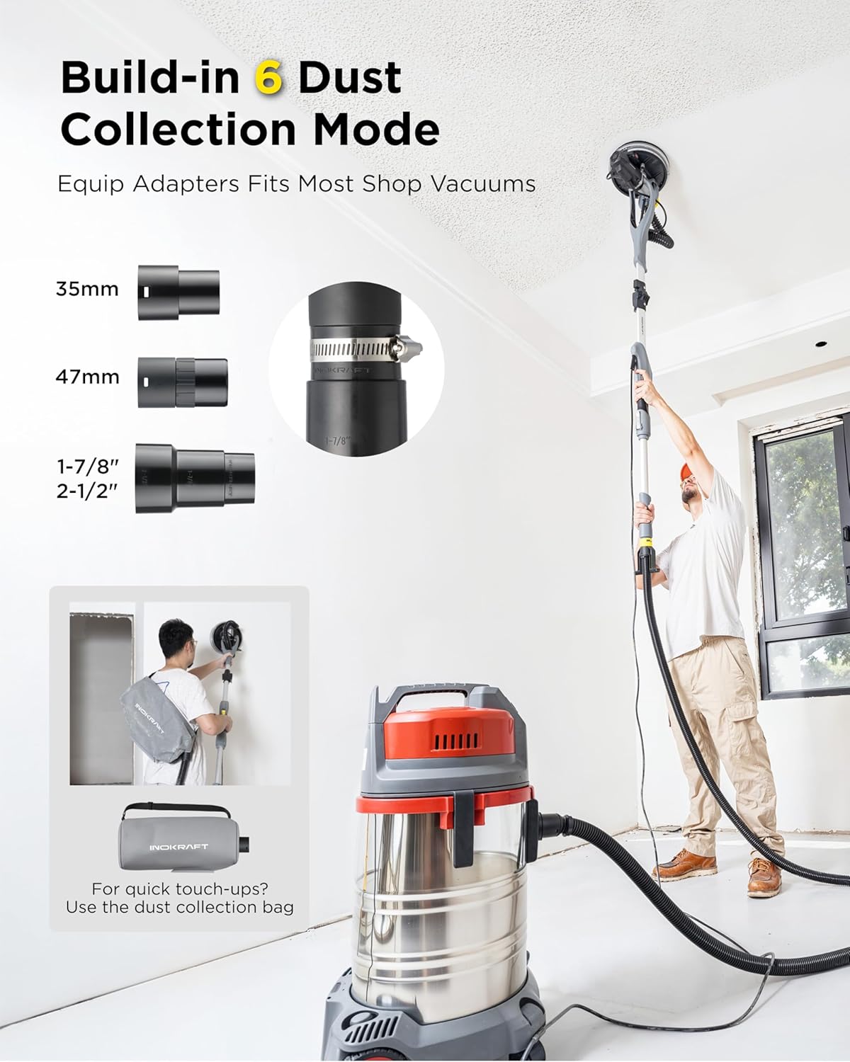 820W Drywall Sander with Vacuum LED Light ETL Certified Tool Kit 5 820W Drywall Sander with Vacuum LED Light ETL Certified Tool Kit - Image 5