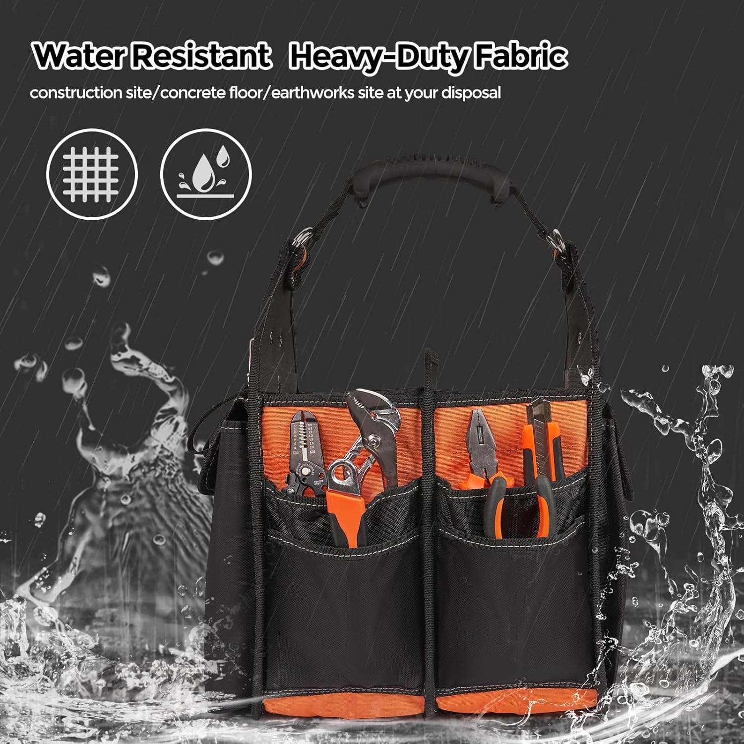 12" Tool Bag with 21 Pockets and Shoulder Strap for Men 6 12" Tool Bag with 21 Pockets and Shoulder Strap for Men - Image 6