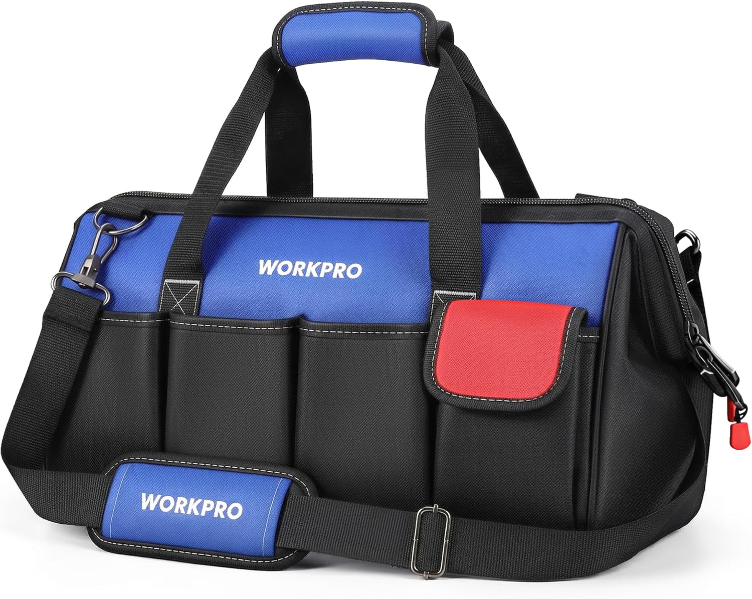 WORKPRO 18" Wide Mouth Tool Bag with Shoulder Strap & Sturdy Base 1 sander tool bag