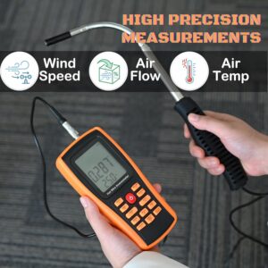 HVAC Hot Wire Anemometer CFM Meter with Telescopic Probe USB Data