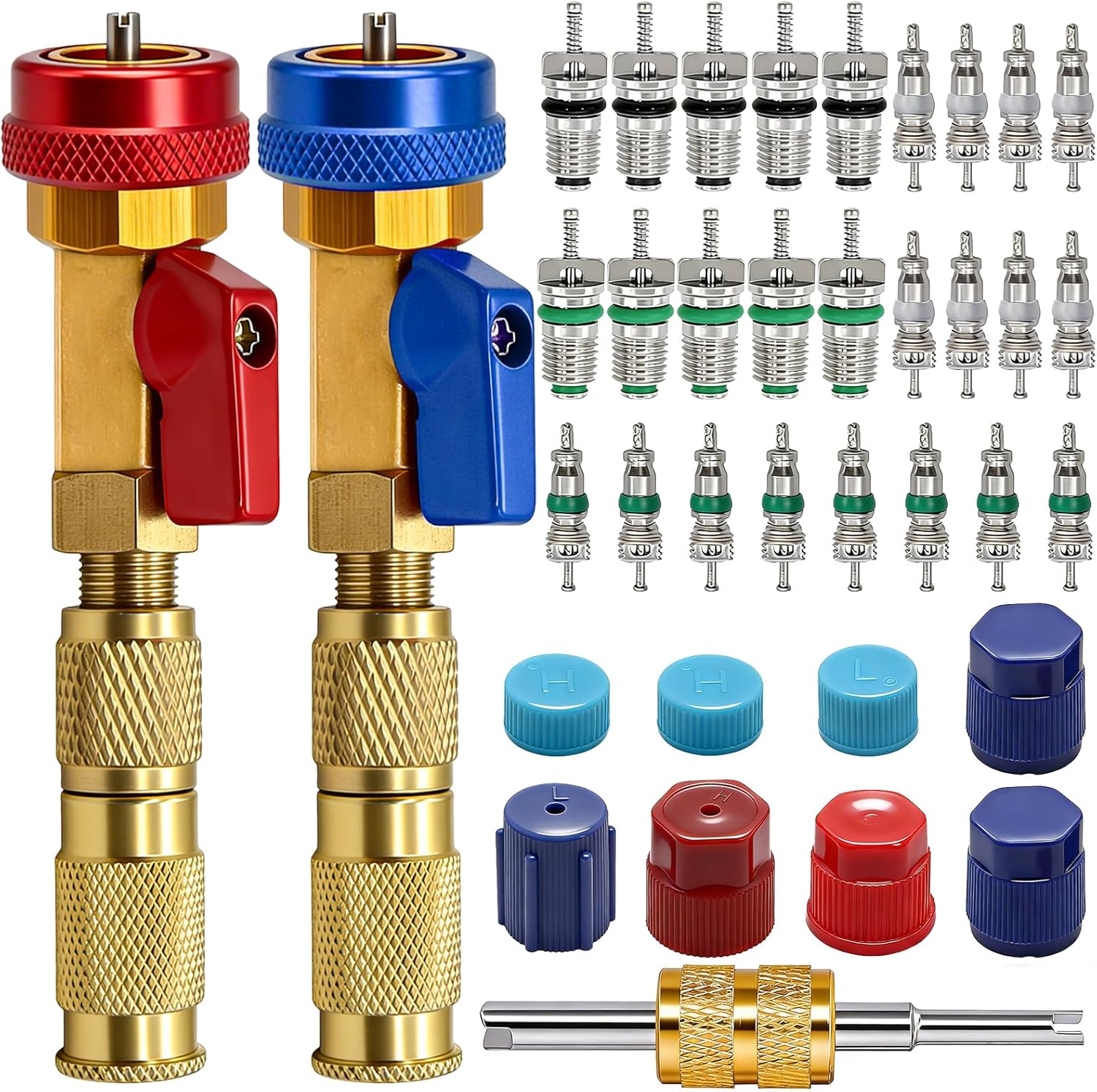 TWTADE R134A AC Valve Core Remover Tool Kit with Schrader Caps 1 hvac tools pressure