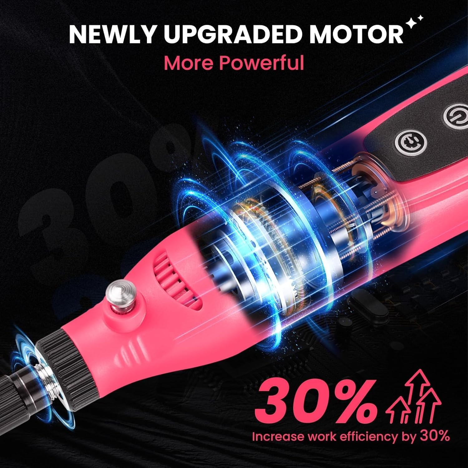 HARDELL Mini Rotary Tool Kit 43pc 5-Speed USB-C Cordless Pink 5 HARDELL Mini Rotary Tool Kit 43pc 5-Speed USB-C Cordless Pink - Image 5