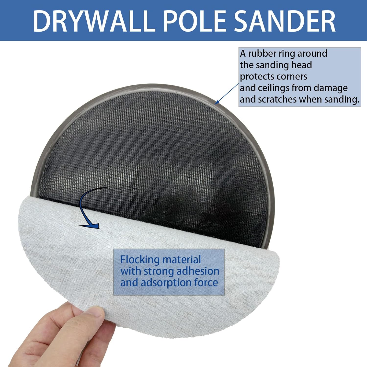 9" Drywall Sander Kit with Pole, 24 Sheets & 80-240 Grit 4 9" Drywall Sander Kit with Pole, 24 Sheets & 80-240 Grit - Image 4