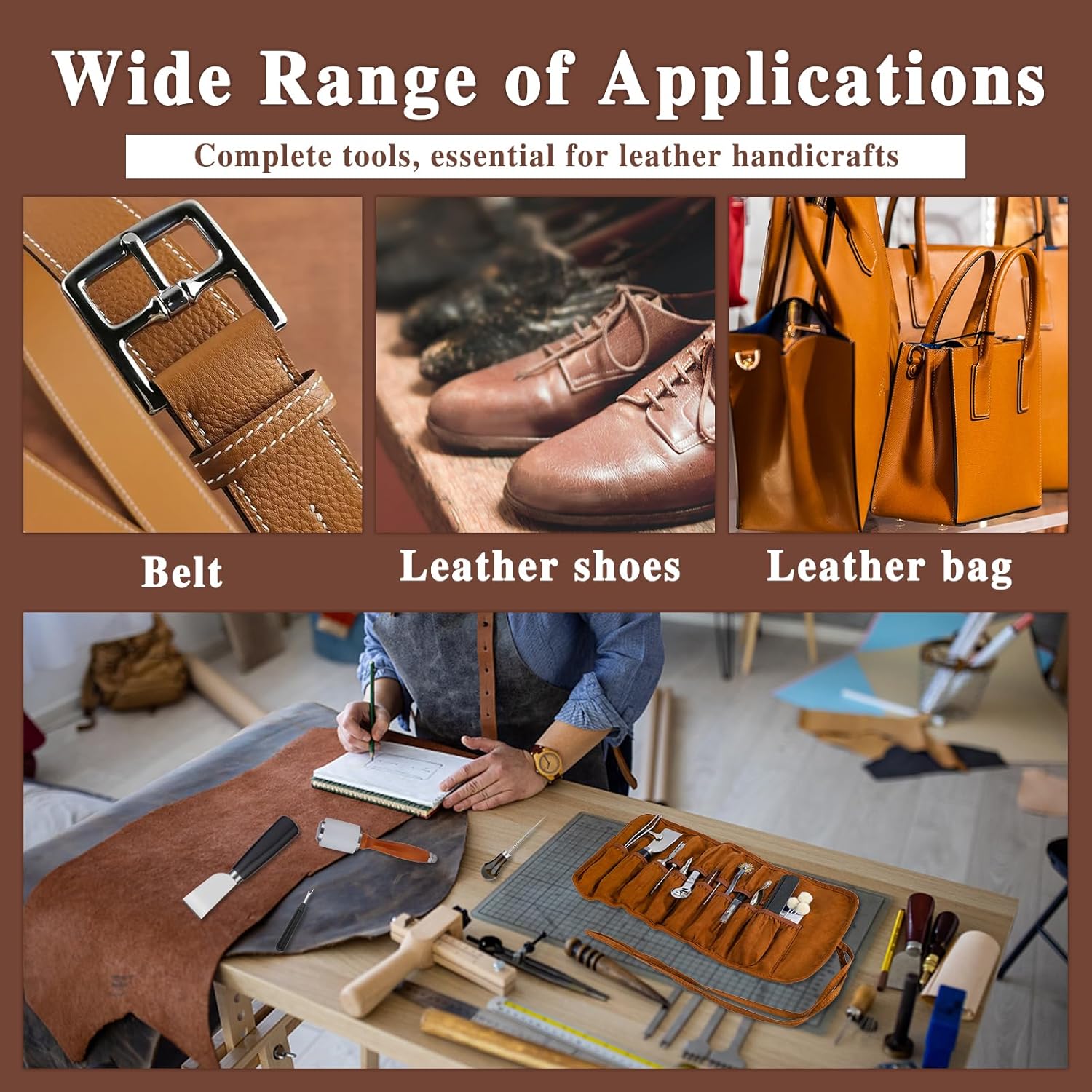 BUTUZE Leather Craft Tool Kit for Beginners with Manual Roll Bag 7 BUTUZE Leather Craft Tool Kit for Beginners with Manual Roll Bag - Image 7