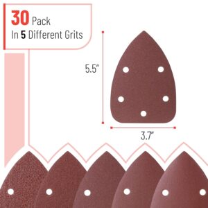 Bates Mouse Detail Sander Pads 30pc 5 Grits Palm Sandpaper Set