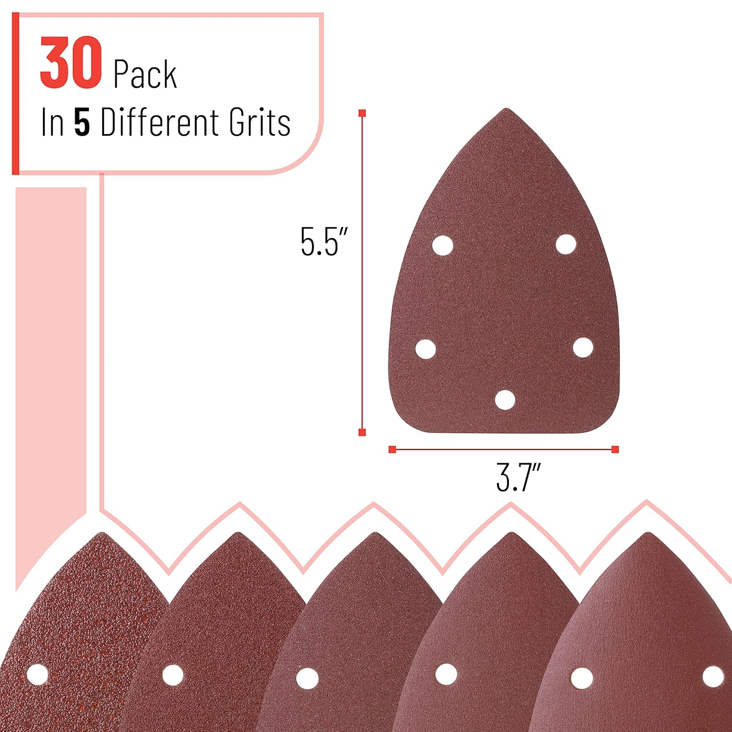 Bates Mouse Detail Sander Pads 30pc 5 Grits Palm Sandpaper Set 2 Bates Mouse Detail Sander Pads 30pc 5 Grits Palm Sandpaper Set - Image 2