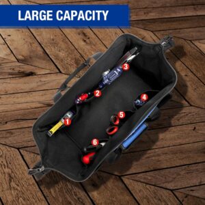 WORKPRO 18″ Wide Mouth Tool Bag with Shoulder Strap & Sturdy Base