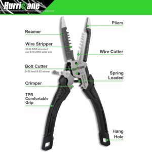 HURRICANE 6-in-1 Wire Stripper Crimper Cutter Tool 8-20 AWG Pro