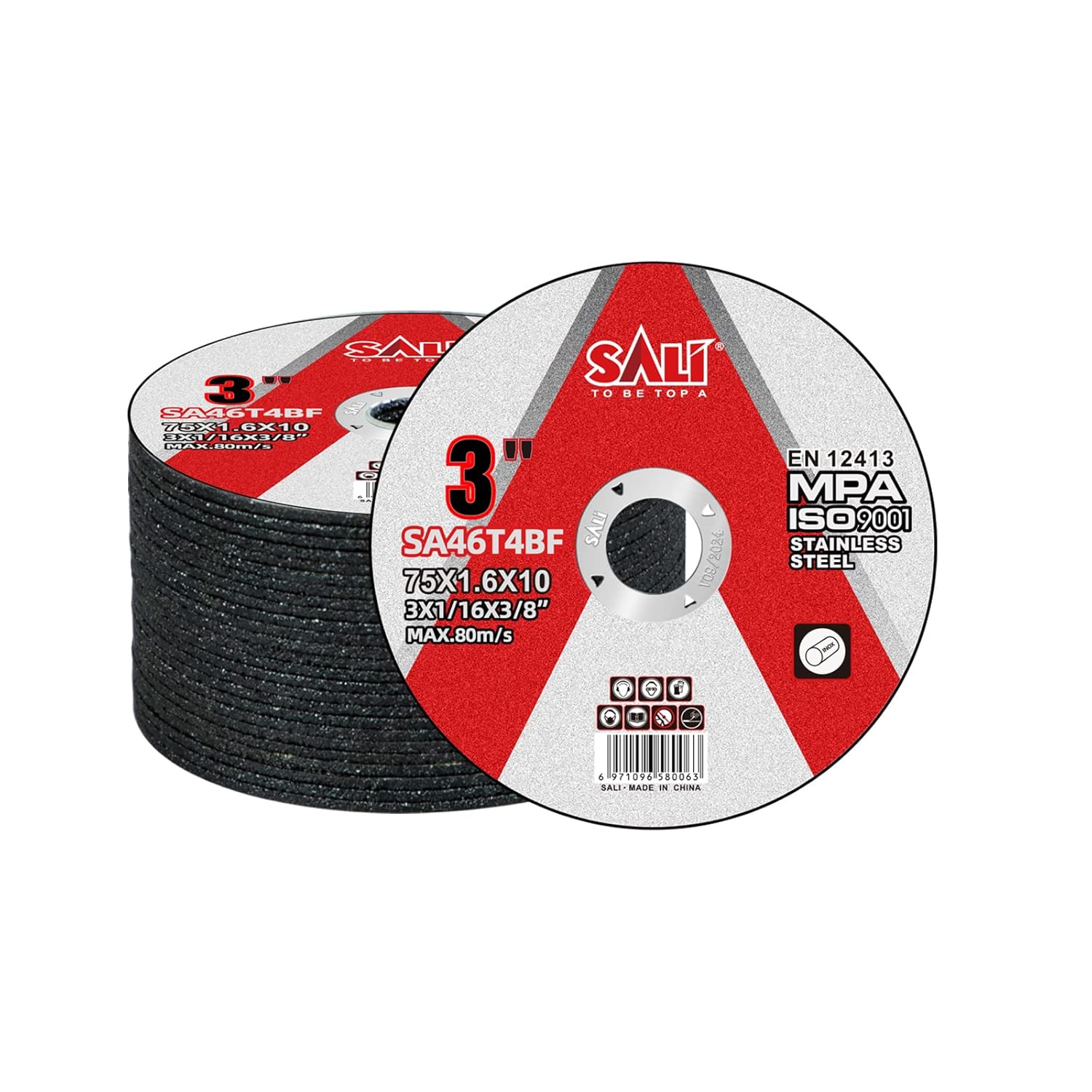SALI 25pk 3" Cut Off Wheels for Angle Grinder 20380 RPM Steel Disc 1 SALI 25 Pack Cut Off Wheels Cutting Wheels 3" x 1/16" x 3/8" Professional Cutting Stainless Steel for 3 in Angle Grinders and Die Grinders- Cutting Disc Aggressive Cutting Operating Up to 20380 RPM