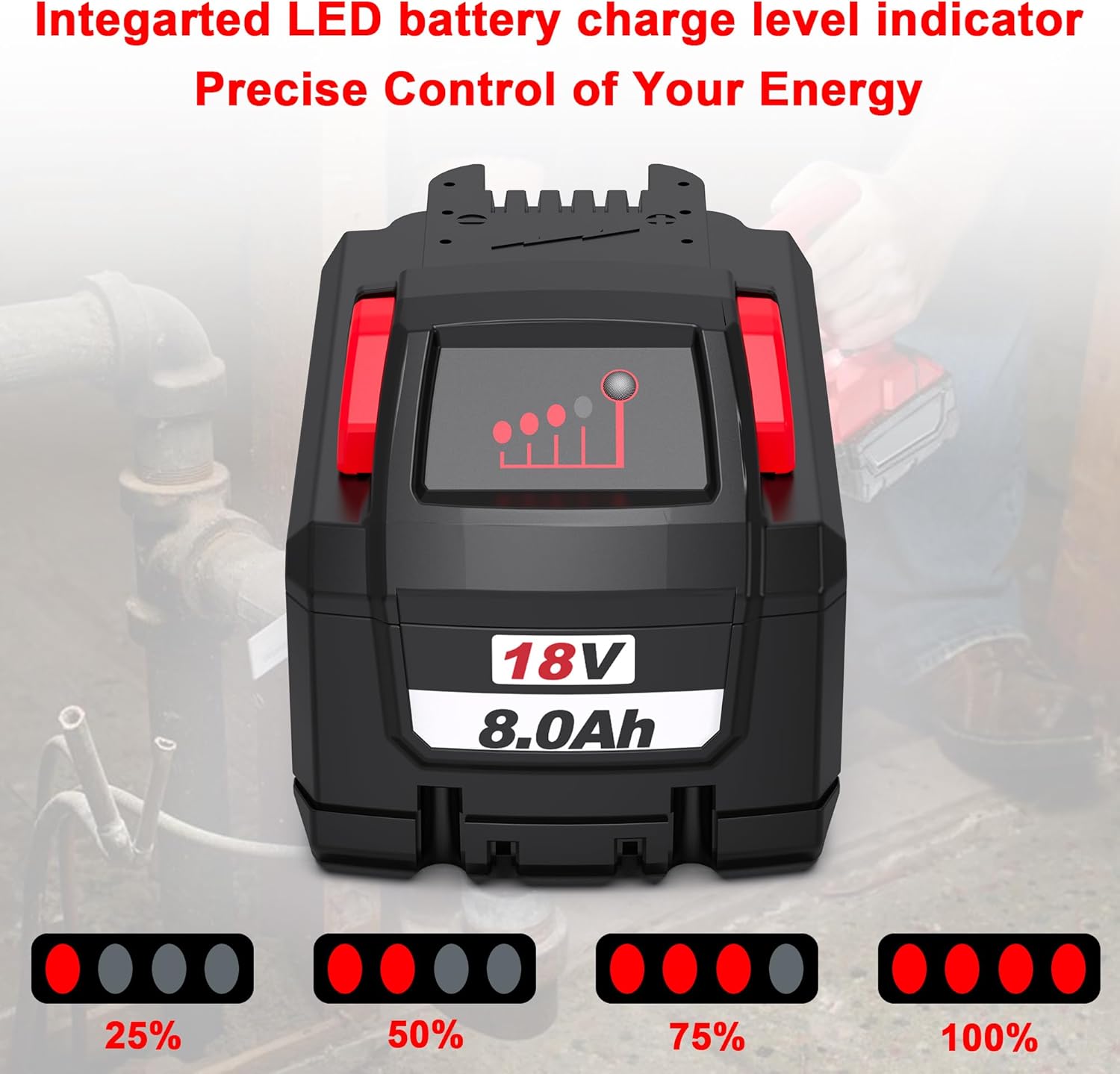 BULL-TECH 18V 8.0Ah Battery for Milwaukee M18 Power Tools 48-11-1880 5 BULL-TECH 18V 8.0Ah Battery for Milwaukee M18 Power Tools 48-11-1880 - Image 5