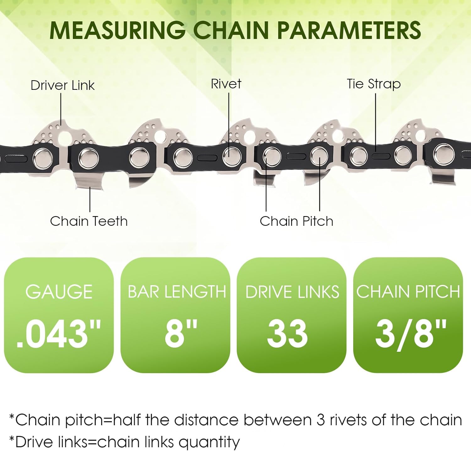 Thten 8" Pruning Saw Chain for Milwaukee M18 Hatchet 3004-20 3 Thten 8" Pruning Saw Chain for Milwaukee M18 Hatchet 3004-20 - Image 3
