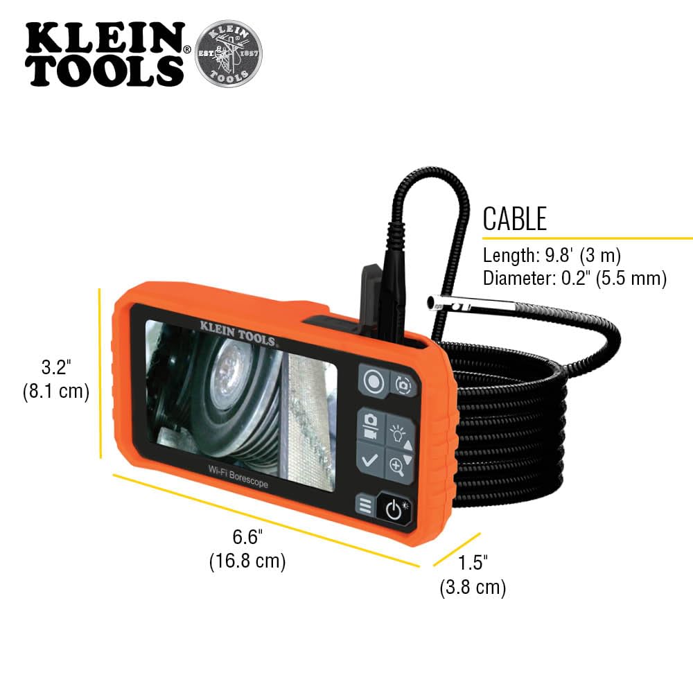 Klein Tools WiFi Borescope Dual Camera 9.8ft Waterproof Inspection Snake 4 Klein Tools WiFi Borescope Dual Camera 9.8ft Waterproof Inspection Snake - Image 4