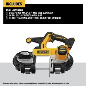 DEWALT 20V MAX XR Cordless Bandsaw 3-3/8 Inch Brushless Bare Tool