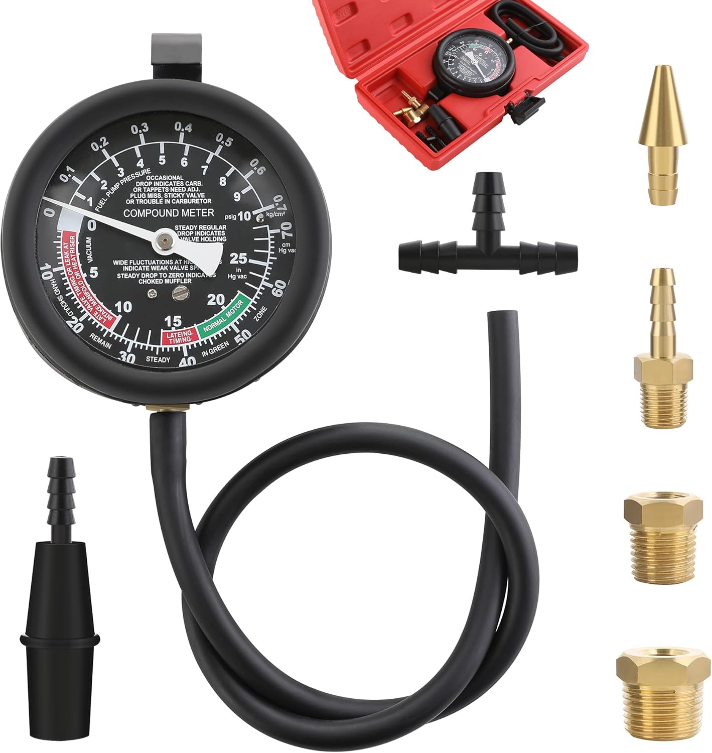 Fuel Pump Vacuum Tester Gauge Carburetor Pressure Diagnostic Kit 1 hvac tools vacuum gauge