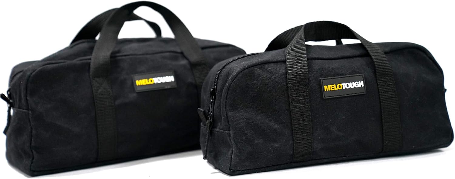 MELOTOUGH 14" Canvas Tool Tote Bag 2-Pack Electrician Organizer Kit 1 hvac tool set with bag