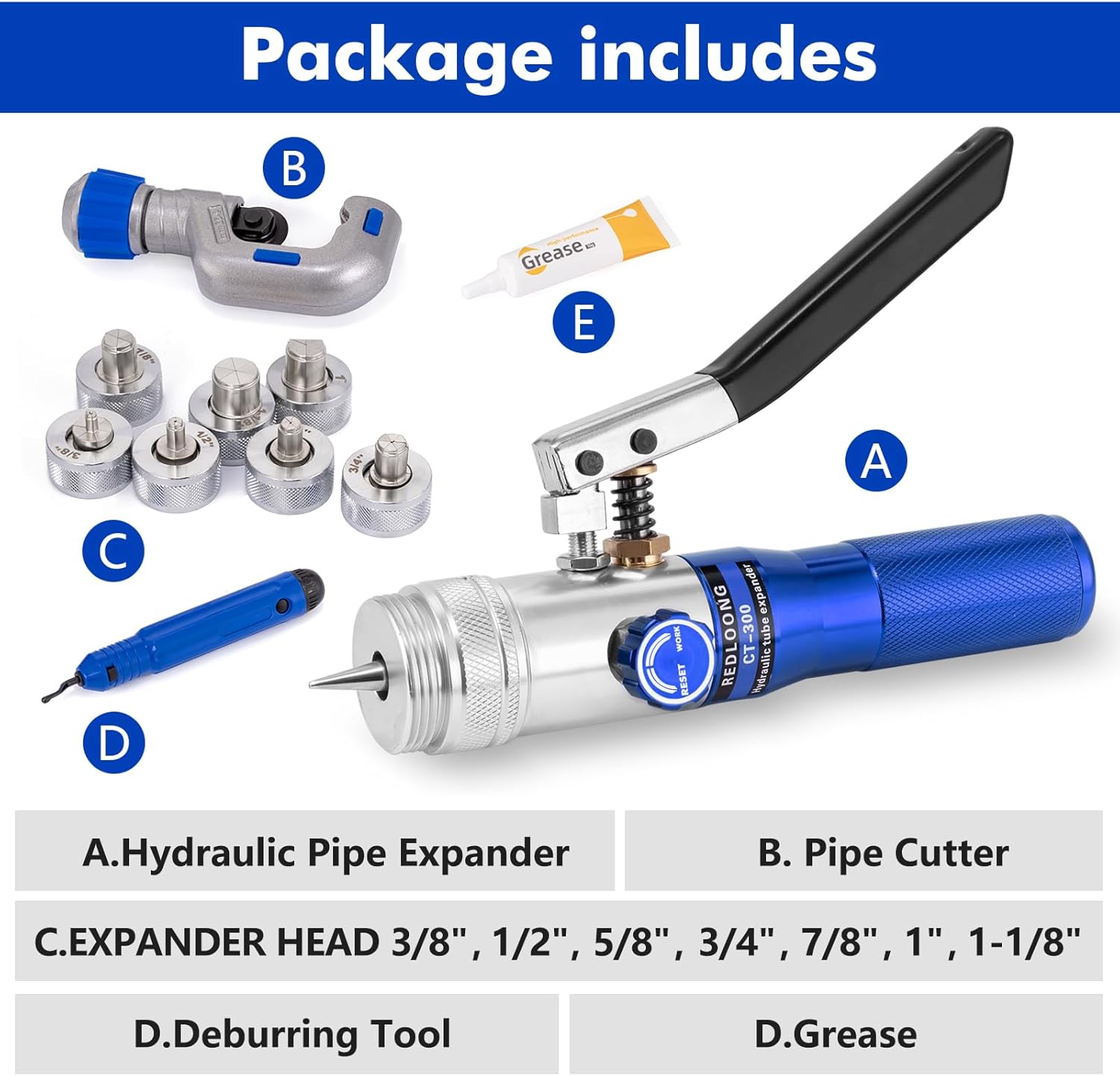 HVAC Hydraulic Swaging Tool Kit with 7 Heads & Tube Cutter Set 2 HVAC Hydraulic Swaging Tool Kit with 7 Heads & Tube Cutter Set - Image 2