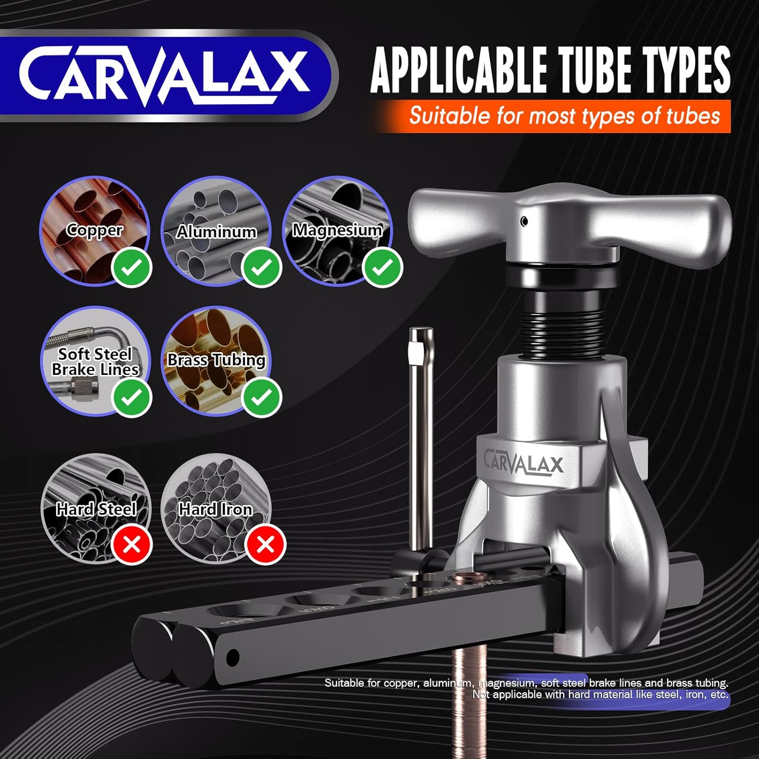 CARVALAX 45° Flaring Tool Kit 7 Dies 3/16-3/4 HVAC Brake Line Case 6 CARVALAX 45° Flaring Tool Kit 7 Dies 3/16-3/4 HVAC Brake Line Case - Image 6