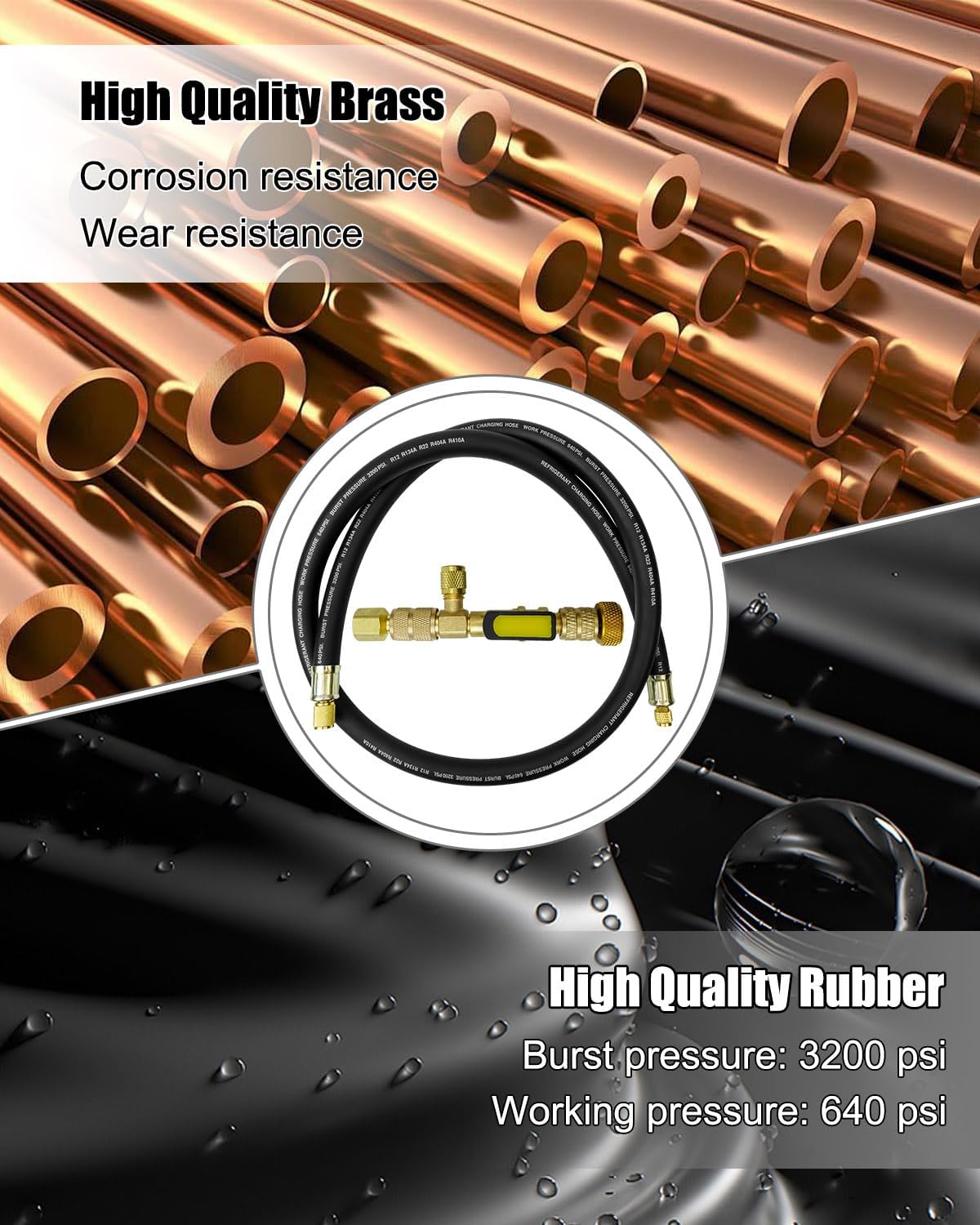 6FT HVAC Vacuum Hose Kit R410A 1/2" Refrigerant Evacuation Tool 4 6FT HVAC Vacuum Hose Kit R410A 1/2" Refrigerant Evacuation Tool - Image 4