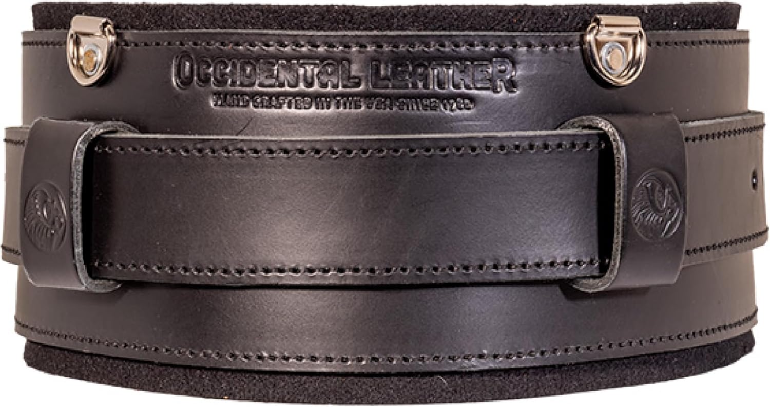 Occidental Leather 5" Work Belt Large Black USA Made Support System 1 Occidental Leather Stronghold Comfort Belt System - Large, Black - Wide 5” Belt for More Back Support - Heavy-Duty Buckles & Belt Loops to Minimize Bag Sliding - Made in USA