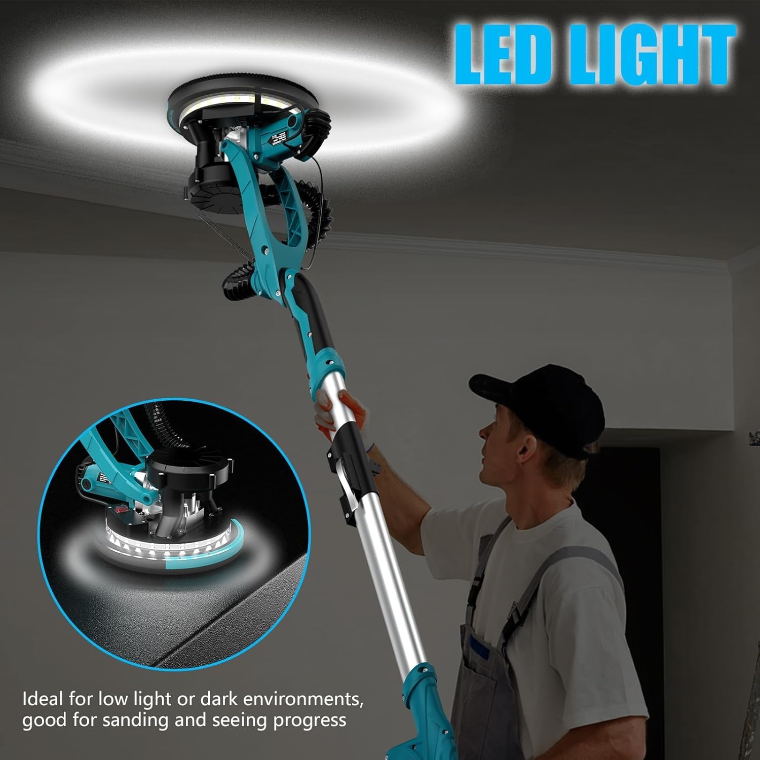 Drywall Sander 1250W LED Vacuum Variable Speed Electric Tool 800-1800RPM 6 Drywall Sander 1250W LED Vacuum Variable Speed Electric Tool 800-1800RPM - Image 6