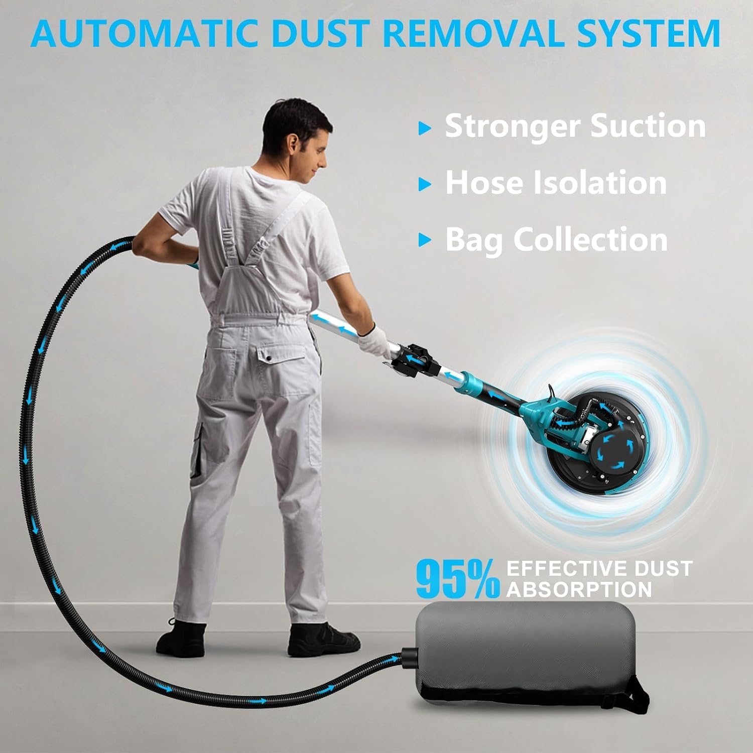 Drywall Sander 1250W LED Vacuum Variable Speed Electric Tool 800-1800RPM 2 Drywall Sander 1250W LED Vacuum Variable Speed Electric Tool 800-1800RPM - Image 2