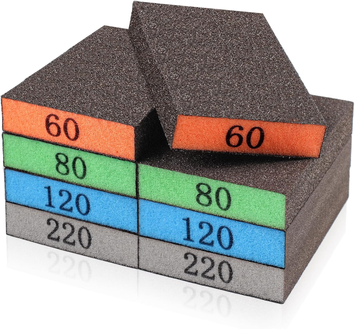 YNZDRWA 8pk Reusable Sanding Sponge Set 60-220 Grit Blocks 1 sander tool sponge