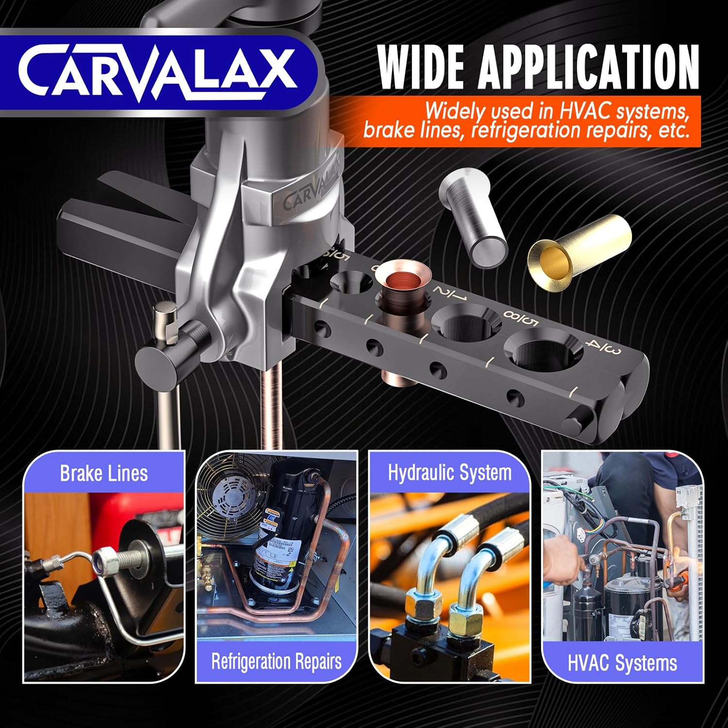 CARVALAX 45° Flaring Tool Kit 7 Dies 3/16-3/4 HVAC Brake Line Case 7 CARVALAX 45° Flaring Tool Kit 7 Dies 3/16-3/4 HVAC Brake Line Case - Image 7