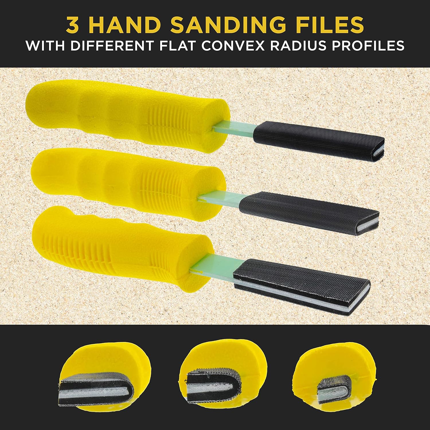 Contour Sanding Block Set 3 Files 40 Sandpaper Sheets Hook Loop 3 Contour Sanding Block Set 3 Files 40 Sandpaper Sheets Hook Loop - Image 3