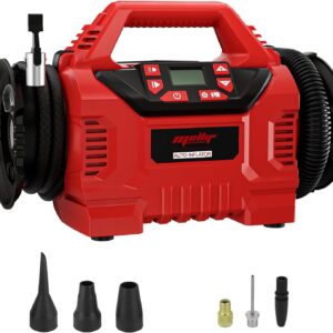Mellif Tire Inflator Air Compressor Compatible with Milwaukee 18V Battery(Tool Only), Cordless Dual Function Inflator 160PSI Portable Air Pump with Digital Gauge for car tires, ball, Air Mattresses