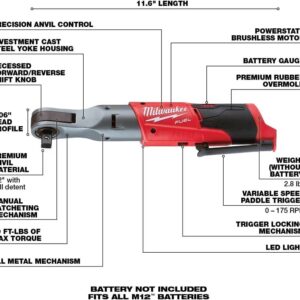 Milwaukee M12 FUEL 1/2″ Cordless Ratchet Tool Only 2558-20