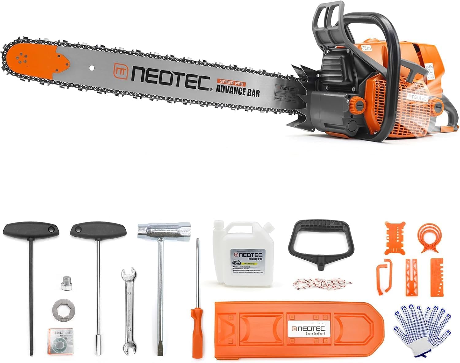NEOTEC 92cc Gas Chainsaw 27in Bar 7HP Professional Power Saw 1 NEOTEC NS892 92cc Gas Powered Chainsaw with 27 inch Bar and Chain 5.2KW 7HP 2-Cycle Engine Motosierra
