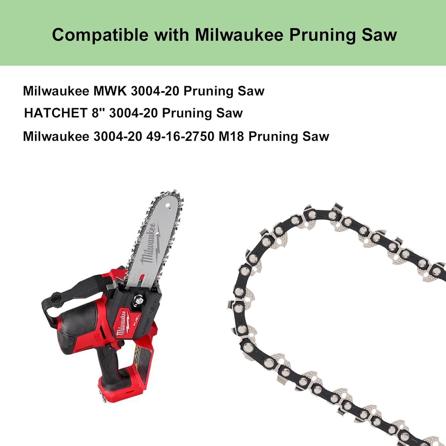 Thten 8" Pruning Saw Chain for Milwaukee M18 Hatchet 3004-20 2 Thten 8" Pruning Saw Chain for Milwaukee M18 Hatchet 3004-20 - Image 2