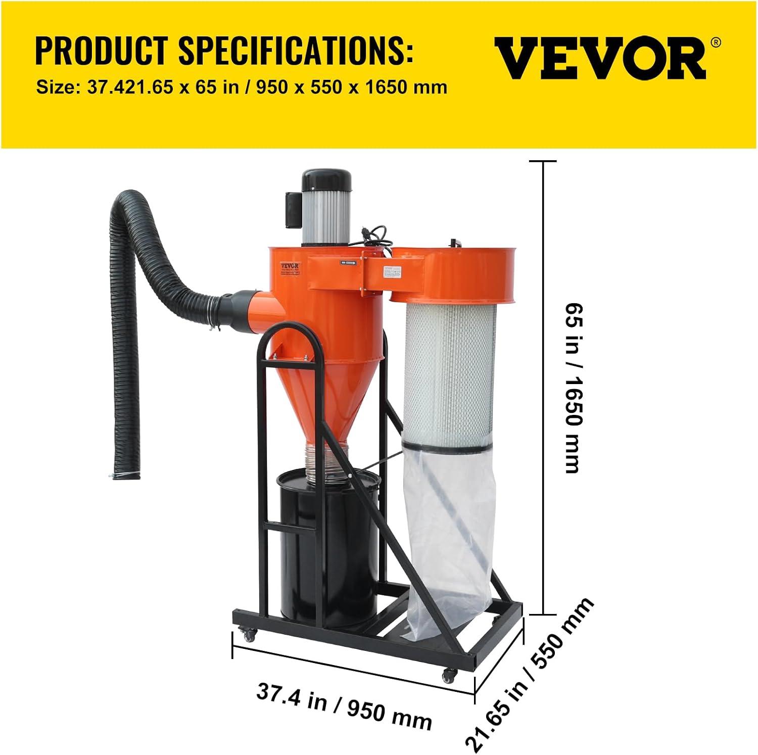 Our Review of the VEVOR 2 HP Dust Collector: Powerful & Portable 1 Our Review of the VEVOR 2 HP Dust Collector: Powerful & Portable